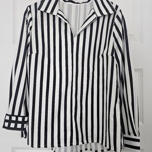 Black and White Striped Blouse